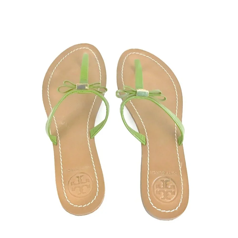 Tory Burch Leaf Green Leighanne Flat Thong
